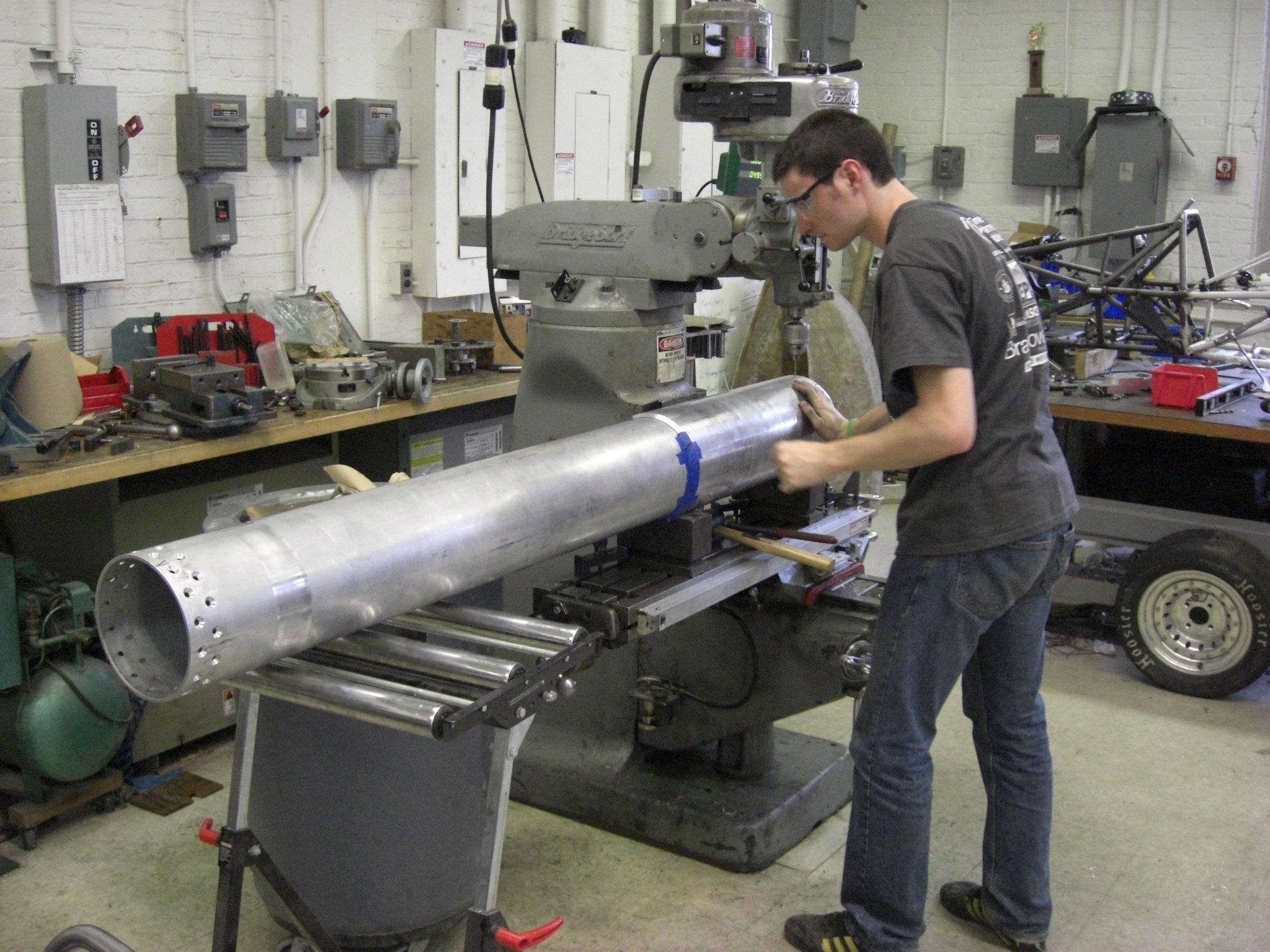Ryan machining the booster motor case